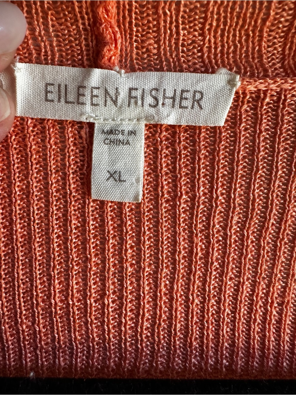 Eileen Fisher linen loose knit cardigan & tank set in coral, L and XL - Picture 15 of 16